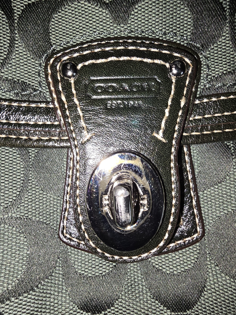 Coach Signature Canvas Mini Wristlet in Olive Green - Picture 2 of 8